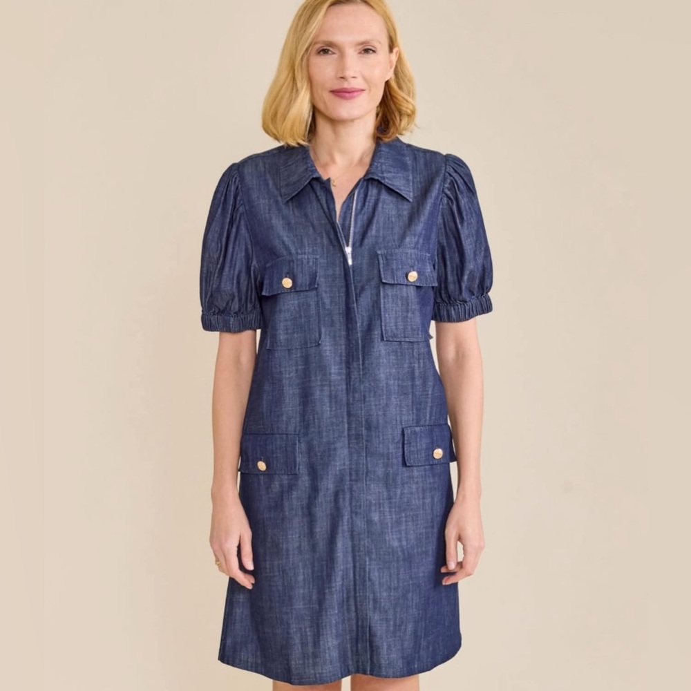 NWT S’Edge Celine denim hidden zip up dress